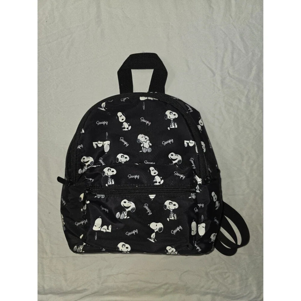 Peanuts brand black Snoopy mini Backpack bookbag purse tote bag!
